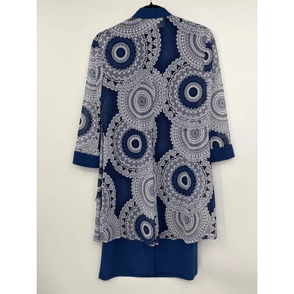 R&M Richards Two Piece Jacket and Dress Set Removable Necklace Blue 6 NEW - Picture 7 of 7